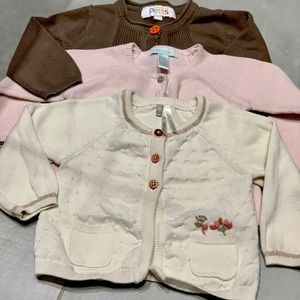 3 set of cardigans for 6 months old baby girls